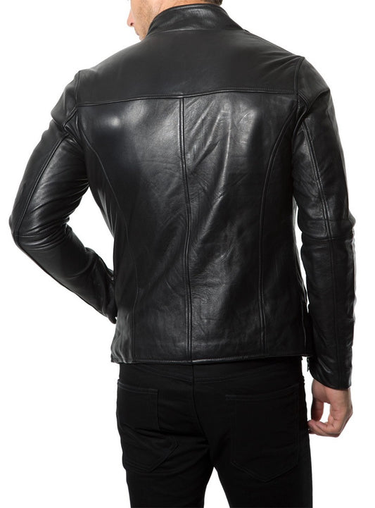 Men Lambskin Genuine Leather Jacket MJ134 freeshipping - SkinOutfit