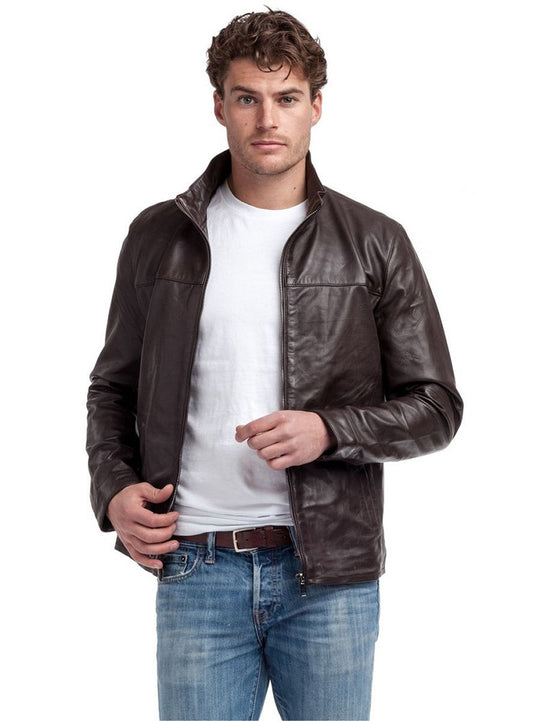 Men Genuine Leather Jacket MJ135 freeshipping - SkinOutfit