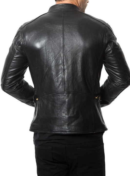 Men Lambskin Genuine Leather Jacket MJ135 freeshipping - SkinOutfit