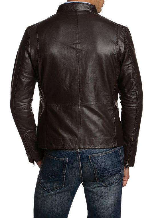 Men Lambskin Genuine Leather Jacket MJ137 freeshipping - SkinOutfit