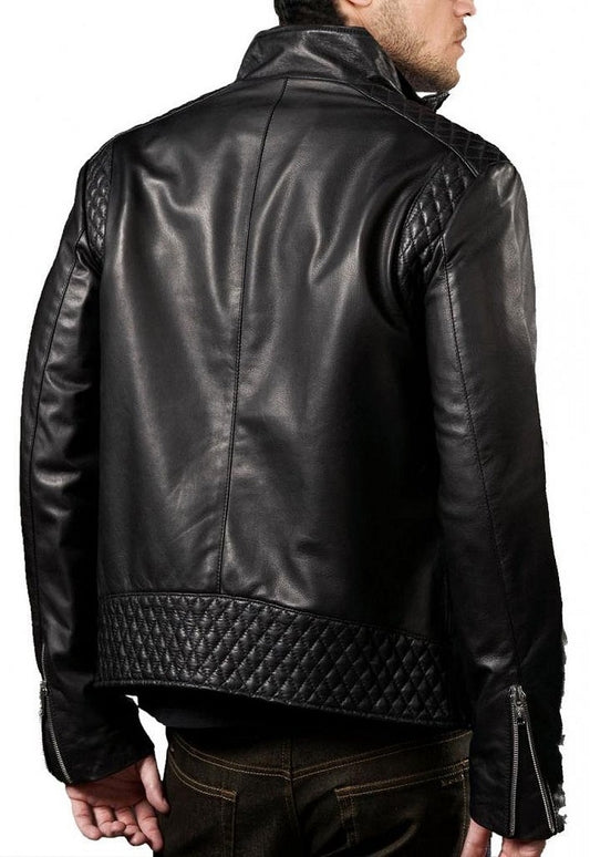 Men Lambskin Genuine Leather Jacket MJ138 freeshipping - SkinOutfit