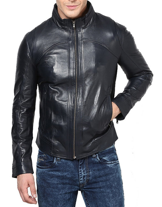 Men Lambskin Genuine Leather Jacket MJ144 freeshipping - SkinOutfit