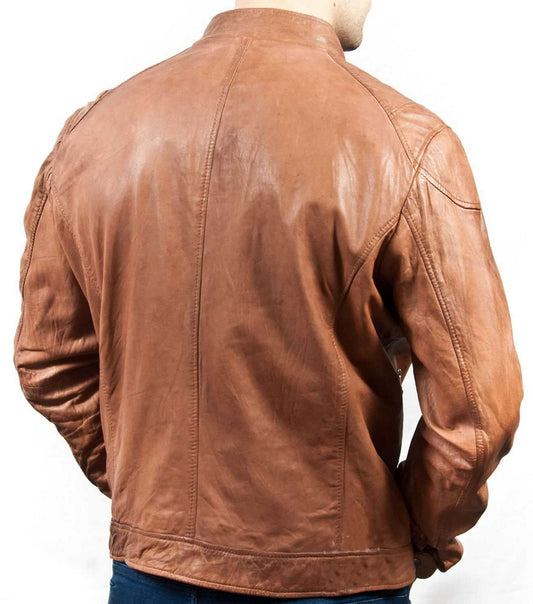 Men Lambskin Genuine Leather Jacket MJ147 freeshipping - SkinOutfit