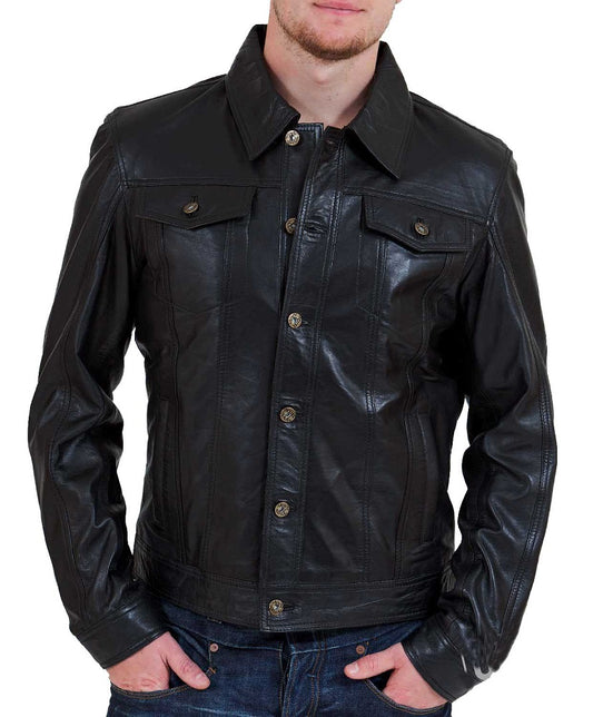 Men Lambskin Genuine Leather Jacket MJ148 freeshipping - SkinOutfit