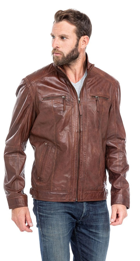 Men Genuine Leather Jacket MJ150 freeshipping - SkinOutfit