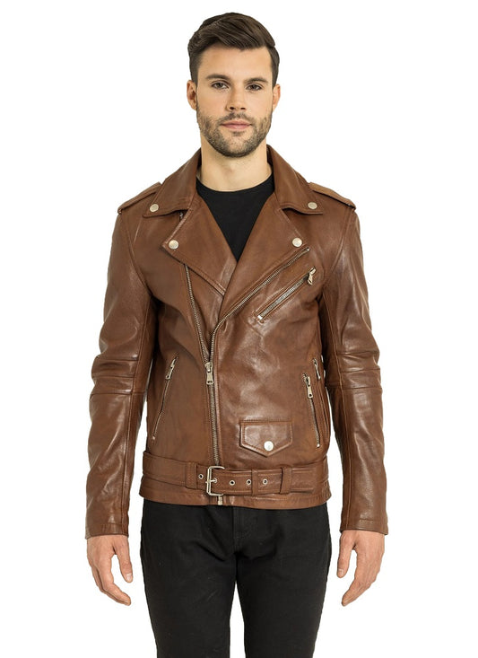 Men Genuine Leather Jacket MJ153 freeshipping - SkinOutfit