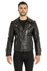 Men Genuine Leather Jacket MJ154 freeshipping - SkinOutfit