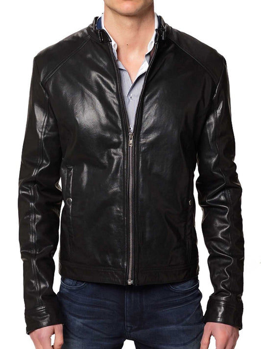 Men Lambskin Genuine Leather Jacket MJ157 freeshipping - SkinOutfit