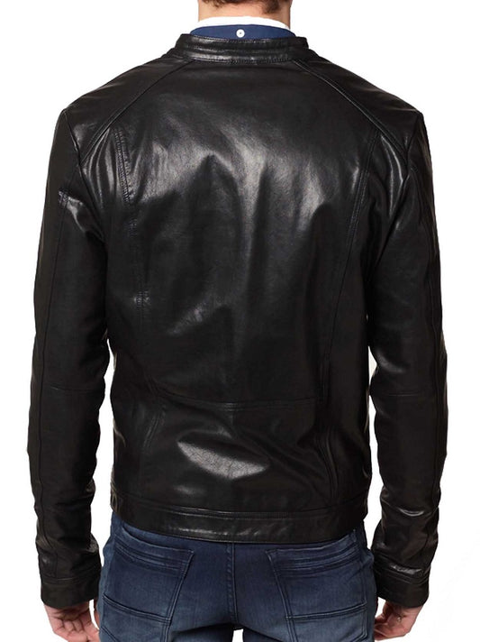 Men Lambskin Genuine Leather Jacket MJ157 freeshipping - SkinOutfit