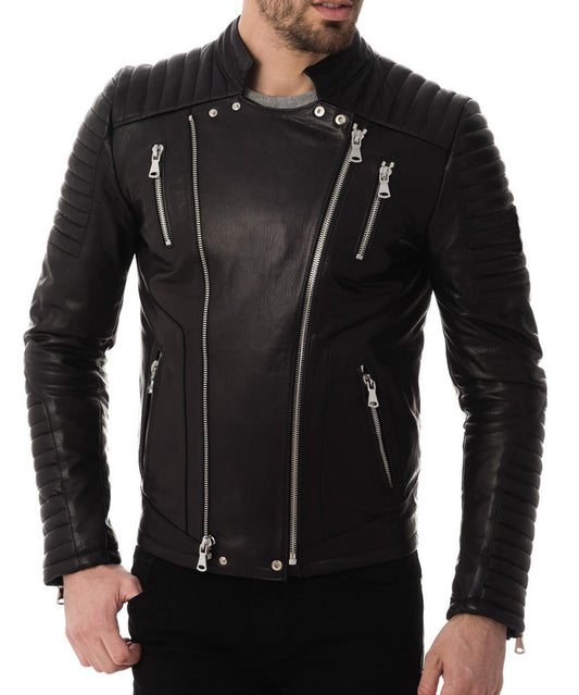 Men Lambskin Genuine Leather Jacket MJ161 freeshipping - SkinOutfit