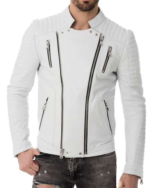 Men Lambskin Genuine Leather Jacket MJ162 freeshipping - SkinOutfit