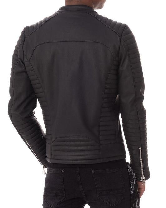 Men Lambskin Genuine Leather Jacket MJ164 freeshipping - SkinOutfit