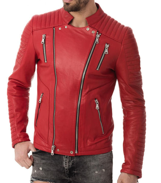 Men Lambskin Genuine Leather Jacket MJ165 freeshipping - SkinOutfit