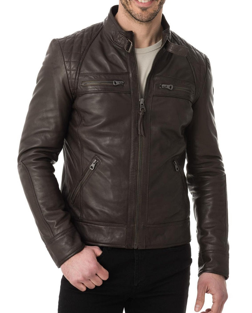 Men Lambskin Genuine Leather Jacket MJ167 freeshipping - SkinOutfit