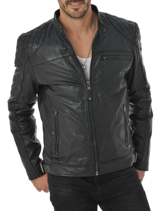 Men Lambskin Genuine Leather Jacket MJ171 freeshipping - SkinOutfit