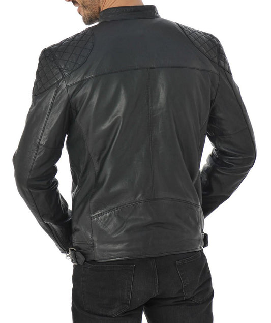 Men Lambskin Genuine Leather Jacket MJ171 freeshipping - SkinOutfit