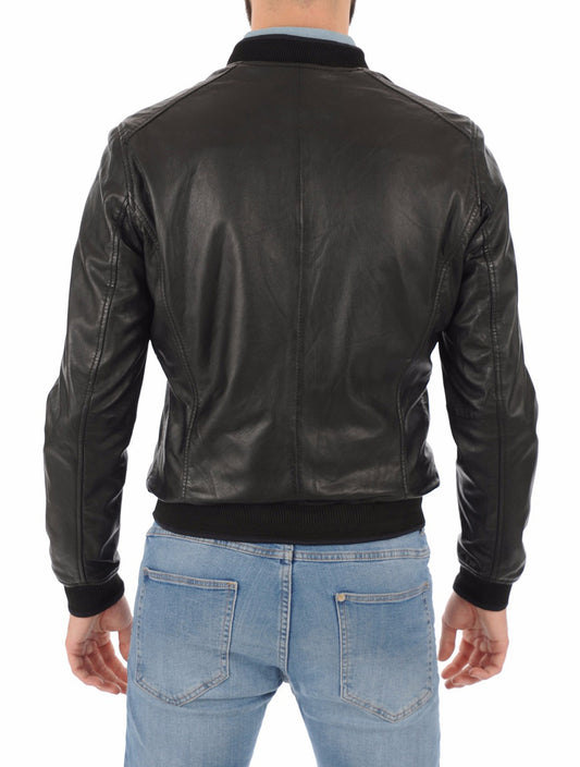 Men Lambskin Genuine Leather Jacket MJ182 SkinOutfit