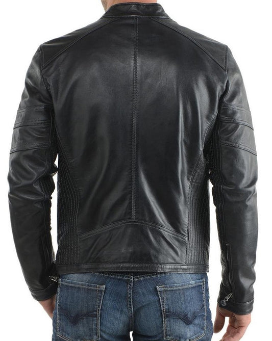 Men Lambskin Genuine Leather Jacket MJ193 freeshipping - SkinOutfit