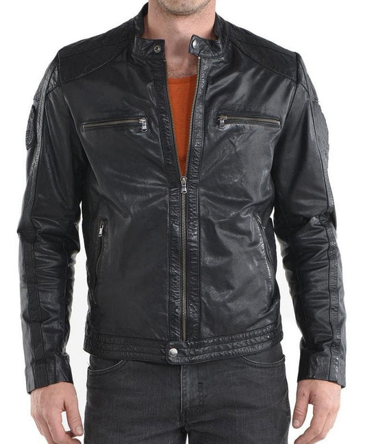 Men Lambskin Genuine Leather Jacket MJ194 freeshipping - SkinOutfit