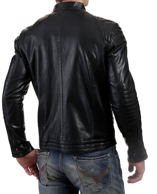 Men Lambskin Genuine Leather Jacket MJ196 freeshipping - SkinOutfit