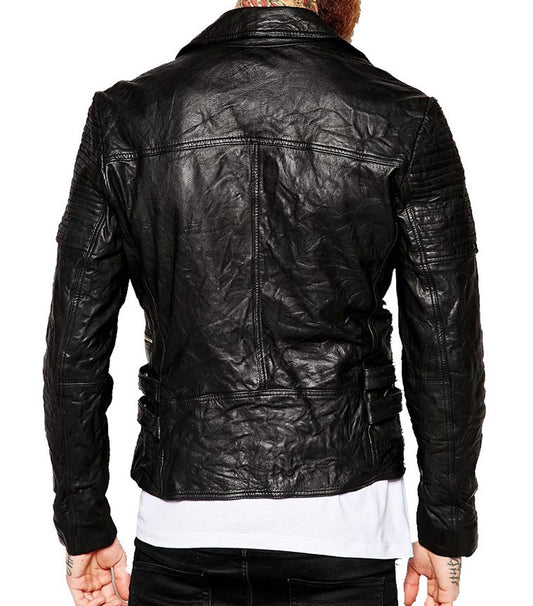 Men Lambskin Genuine Leather Jacket MJ201 freeshipping - SkinOutfit