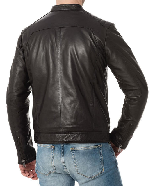 Men Lambskin Genuine Leather Jacket MJ208 freeshipping - SkinOutfit