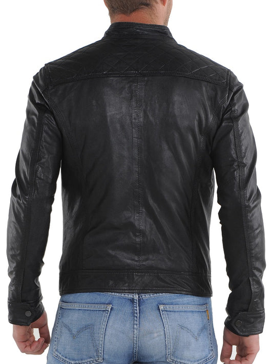 Men Lambskin Genuine Leather Jacket MJ 20 freeshipping - SkinOutfit