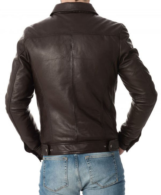 Men Lambskin Genuine Leather Jacket MJ213 SkinOutfit