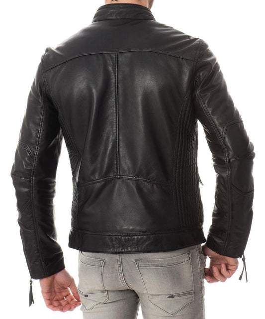 Men Lambskin Genuine Leather Jacket MJ229 freeshipping - SkinOutfit