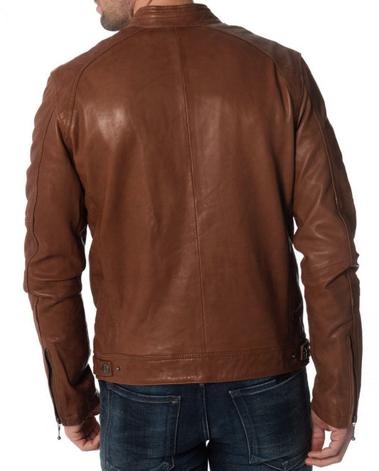 Men Lambskin Genuine Leather Jacket MJ239 freeshipping - SkinOutfit