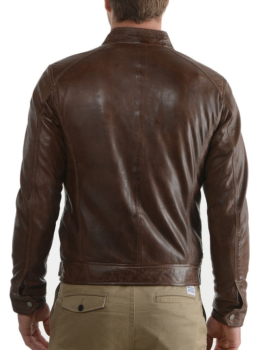 Men Lambskin Genuine Leather Jacket MJ 23 freeshipping - SkinOutfit