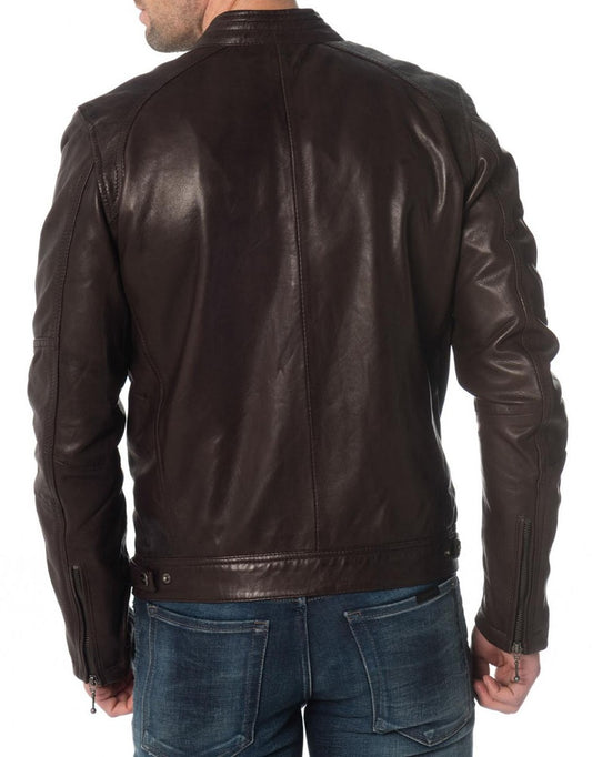 Men Lambskin Genuine Leather Jacket MJ241 freeshipping - SkinOutfit