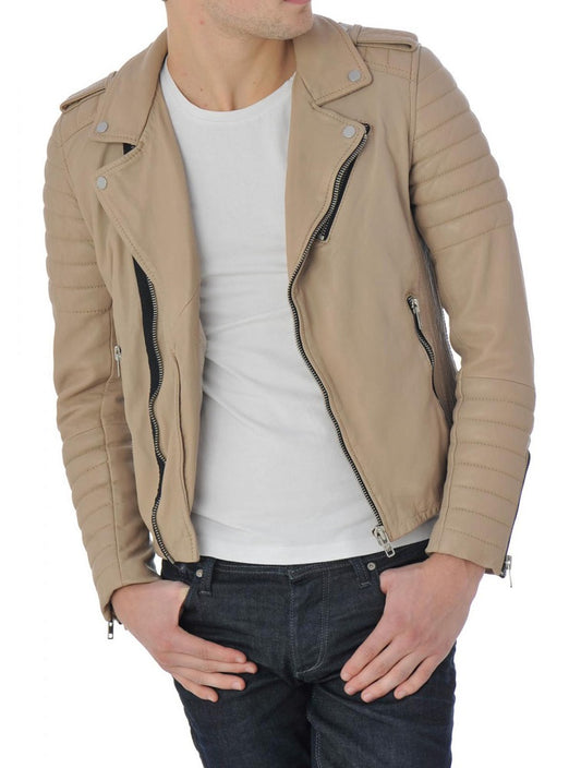 Men Lambskin Genuine Leather Jacket MJ243 freeshipping - SkinOutfit