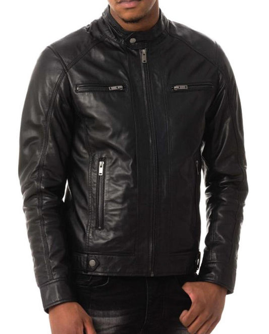 Men Lambskin Genuine Leather Jacket MJ344 freeshipping - SkinOutfit