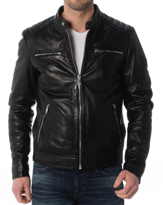 Men Lambskin Genuine Leather Jacket MJ245 freeshipping - SkinOutfit