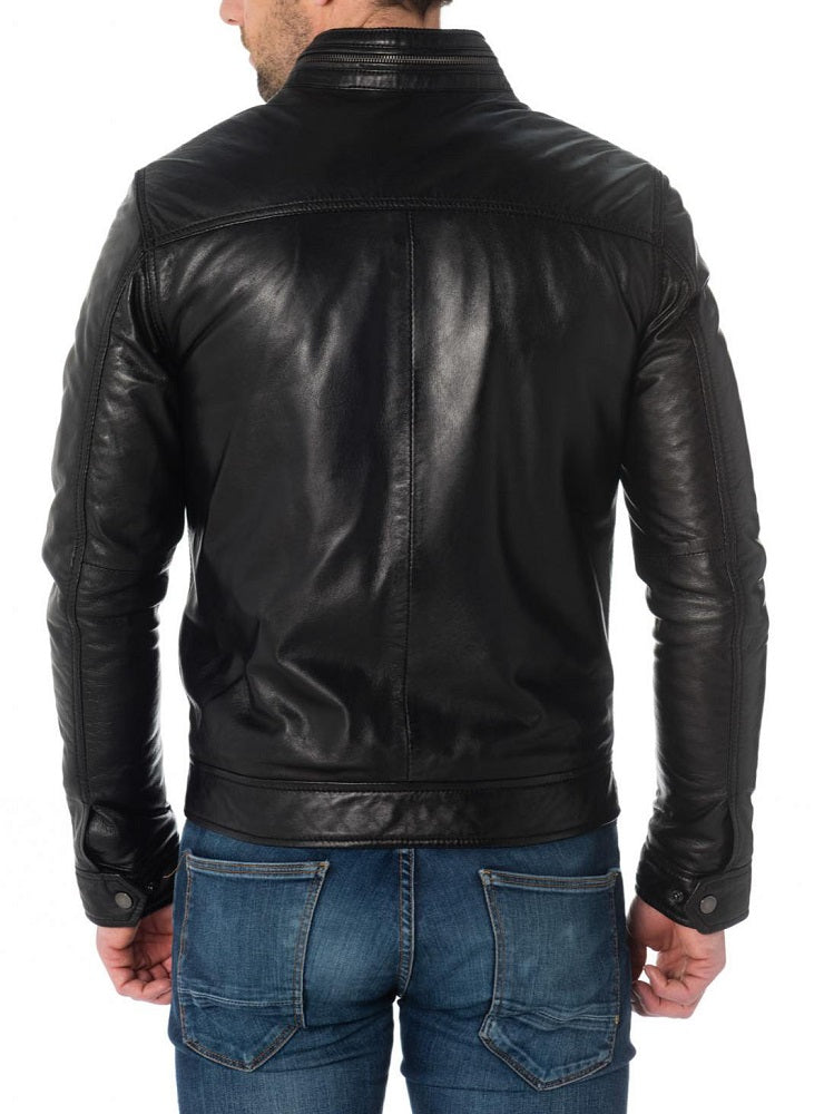 Men Lambskin Genuine Leather Jacket MJ246 freeshipping - SkinOutfit