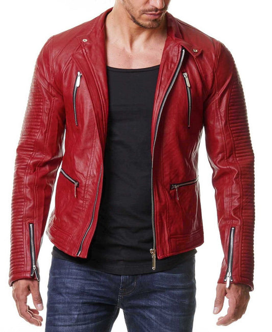 Men Lambskin Genuine Leather Jacket MJ251 freeshipping - SkinOutfit