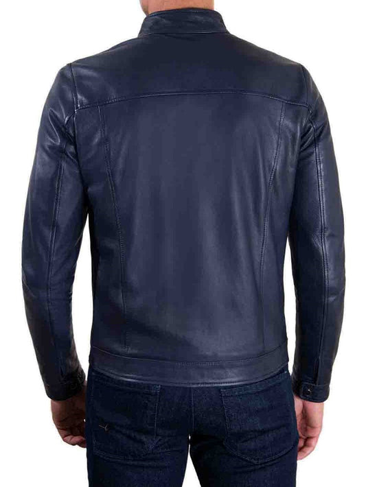 Men Lambskin Genuine Leather Jacket MJ255 freeshipping - SkinOutfit