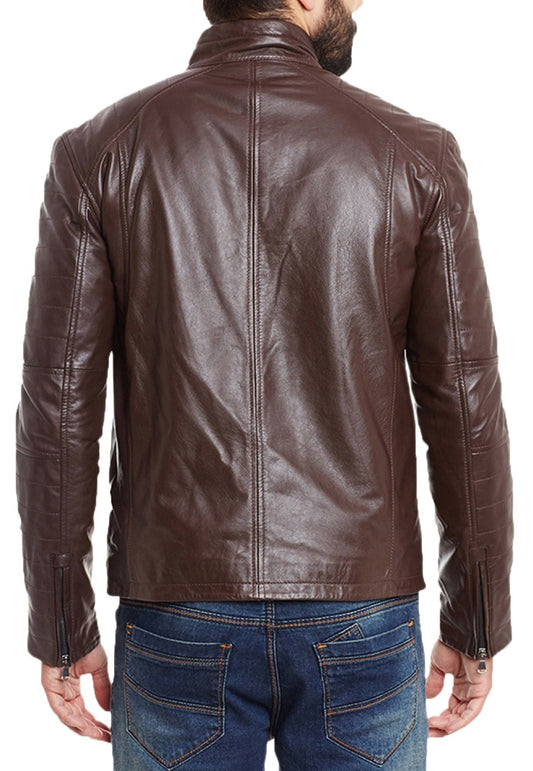 Men Lambskin Genuine Leather Jacket MJ258 freeshipping - SkinOutfit