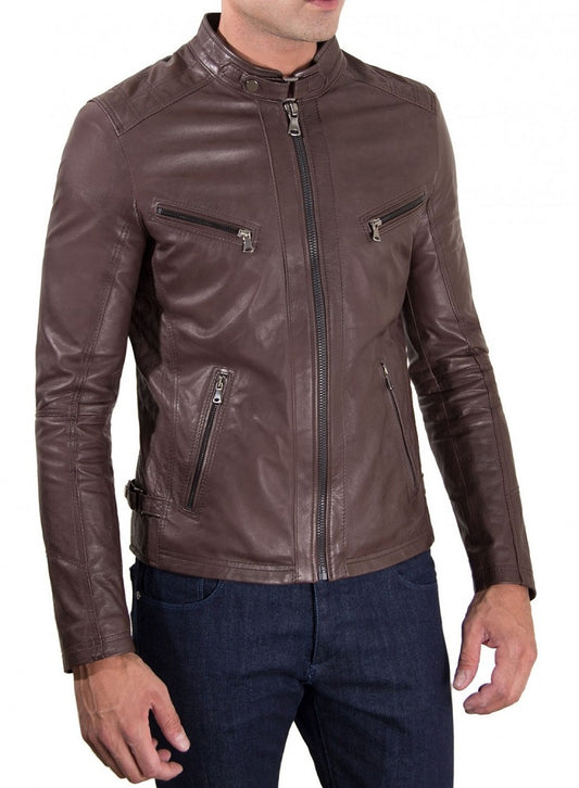 Men Lambskin Genuine Leather Jacket MJ260 freeshipping - SkinOutfit