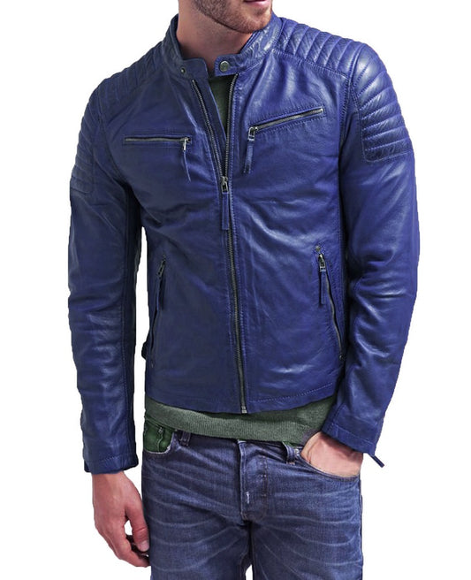 Men Lambskin Genuine Leather Jacket MJ263 freeshipping - SkinOutfit