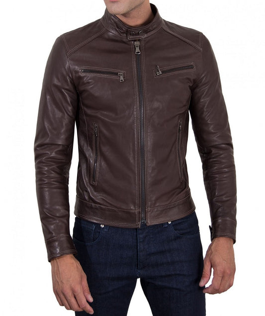 Men Lambskin Genuine Leather Jacket MJ264 freeshipping - SkinOutfit