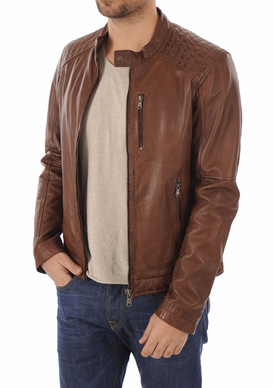 Men Lambskin Genuine Leather Jacket MJ265 freeshipping - SkinOutfit