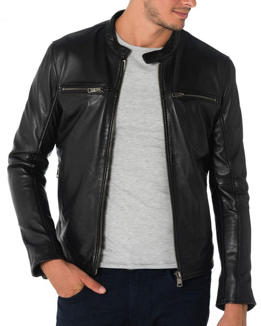 Men Lambskin Genuine Leather Jacket MJ270 freeshipping - SkinOutfit