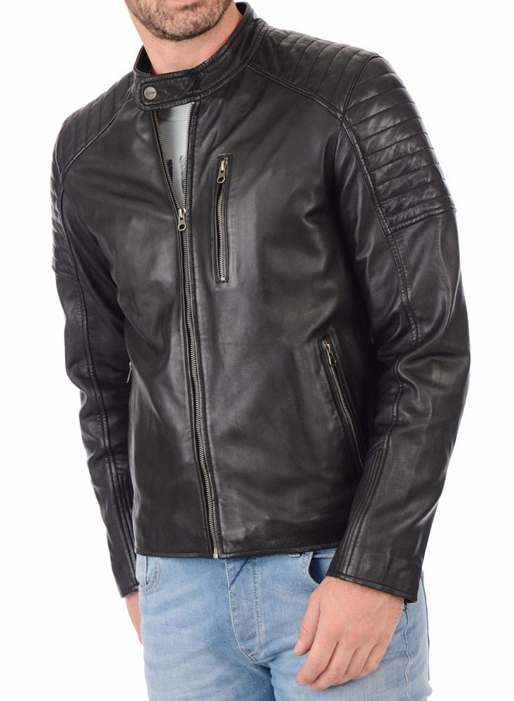 Men Lambskin Genuine Leather Jacket MJ276 freeshipping - SkinOutfit