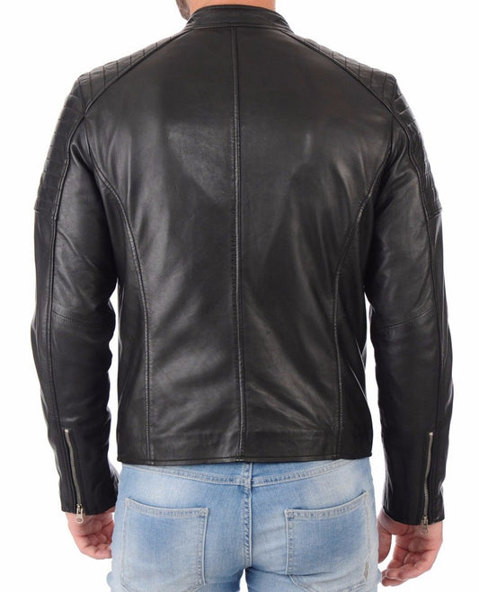 Men Lambskin Genuine Leather Jacket MJ276 freeshipping - SkinOutfit