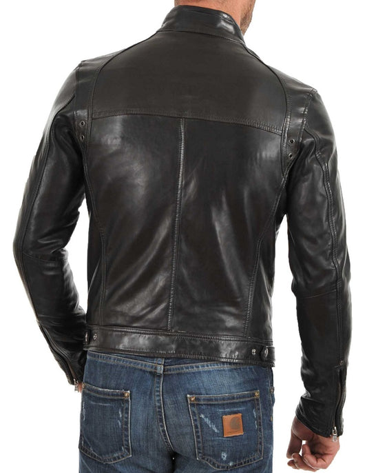 Men Lambskin Genuine Leather Jacket MJ277 freeshipping - SkinOutfit