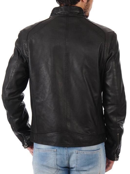 Men Lambskin Genuine Leather Jacket MJ284 freeshipping - SkinOutfit