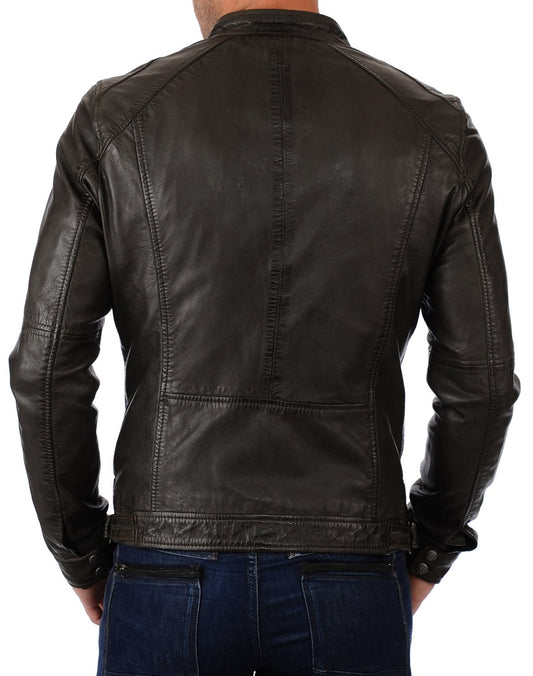 Men Lambskin Genuine Leather Jacket MJ288 freeshipping - SkinOutfit