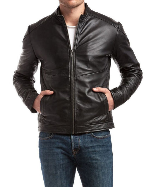 Men Lambskin Genuine Leather Jacket MJ301 freeshipping - SkinOutfit